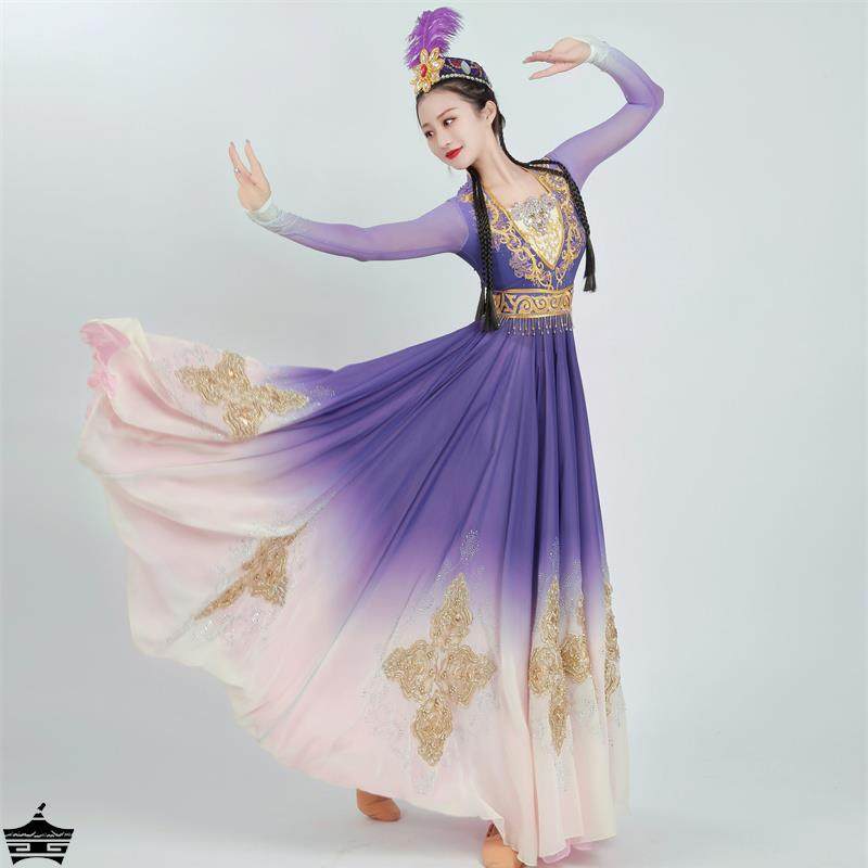 语购维吾族舞蹈服新款2023年艺考练习裙维族舞新疆维吾尔族演出服