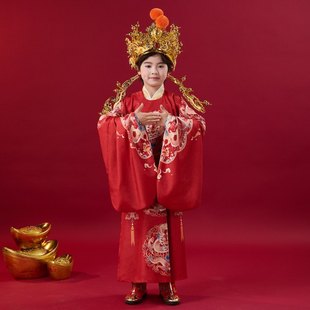 元旦儿童送财神爷服装迎新拜年全套男女童圣诞节cosplay演出衣服