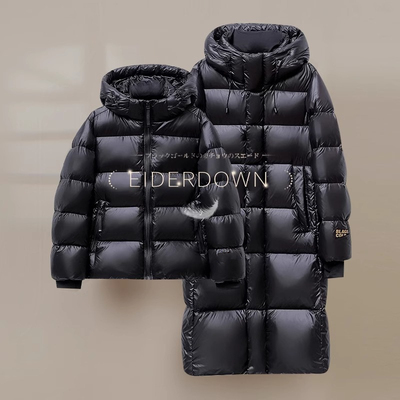 黑金高端羽绒服短款长款连帽情侣男女长款2025秋冬新款加厚外套潮