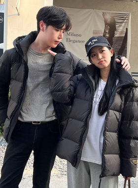 高端黑金羽绒服短款连帽情侣男女长款2025秋冬新款加厚保暖外套潮