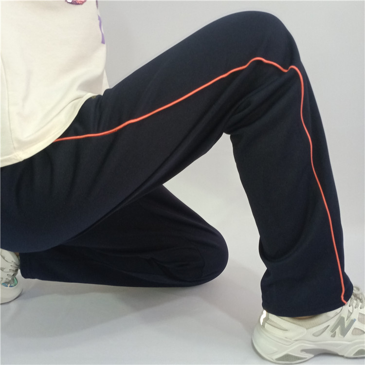 男女高中小学生橙条藏蓝色校裤