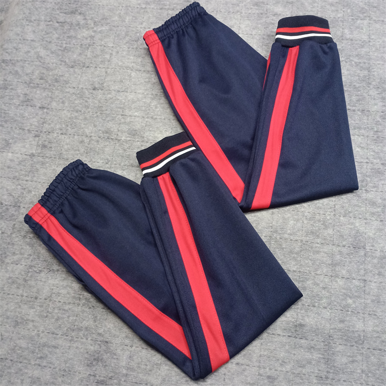 校服裤子藏蓝色宽红条白红纹收口小脚束腿运动中小学生一道杠长裤