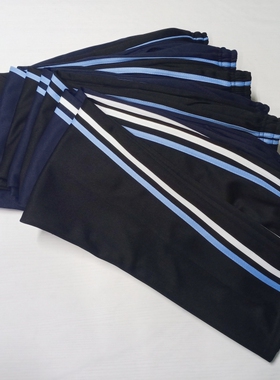 校服裤子男女直口春秋运动长裤高中小学生浅蓝条两道杠藏蓝色校裤