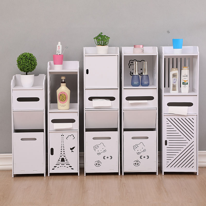 浴室夹缝柜落地置物架马桶防水边柜卫生间储物窄柜厕所纸巾收纳柜