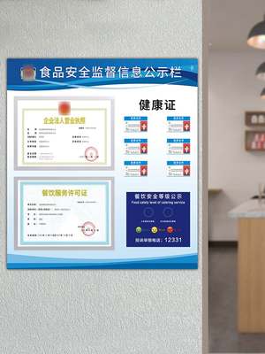 餐饮食品安全信息公示栏三合一营业执照相框卫生许可证框架公示牌