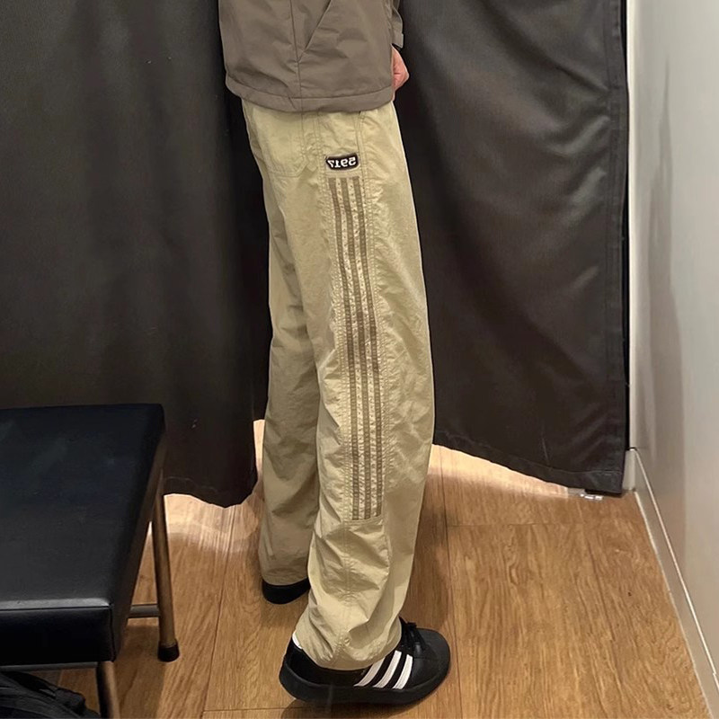 f2ocus裤子男士2025新款春夏季美式休闲 运动裤07qwer条纹直筒长