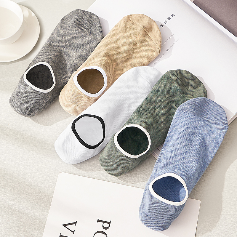 男士纯棉透气汗防臭硅胶运动短袜