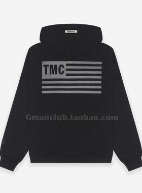 Gman高街 FOG ESSENTIALS  LA限定TMC黑色宽松加绒连帽衫套头卫衣