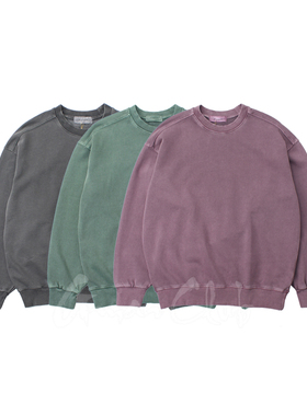 FotiGmanClub 重磅复古Vintage水洗做旧宽松圆领套头长袖卫衣