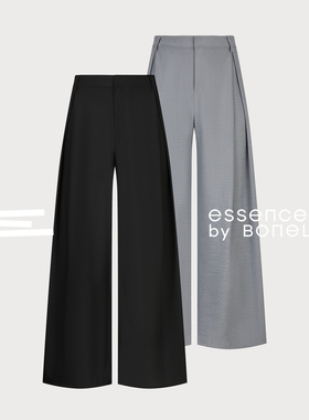 立体A字廓形双层褶弯刀西裤复古宽松长裤支线Essence by BONELESS