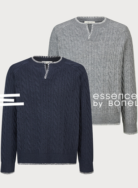 北极绒复古亨利领休闲套头毛衣针织衫支线Essence by BONELESS