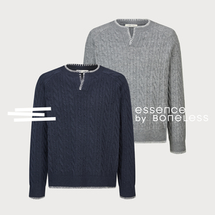 北极绒复古亨利领休闲套头毛衣针织衫支线Essence by BONELESS