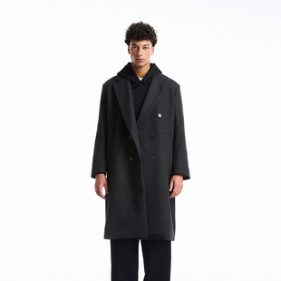 BONELESS廓形毛呢长款 大衣简约翻领双排扣宽松高级感宽松秋冬外套