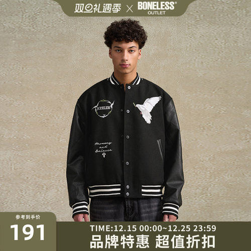 BONELESS图案刺绣棒球服