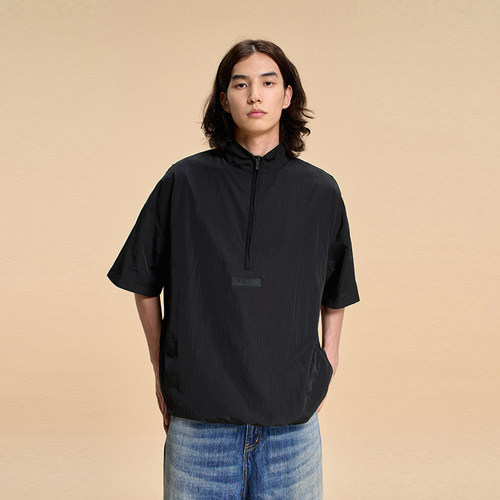 BONELESS半拉链梭织短袖