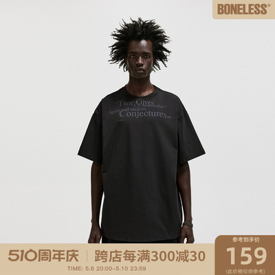 BONELESS标语叠印LOGO短袖