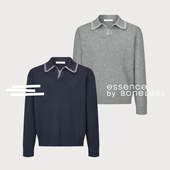 北极绒撞色缝线翻领针织绞花翻领毛衣支线Essence BONELESS