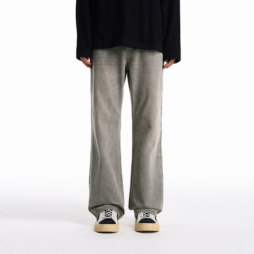 BONELESS复古洗水宽松牛仔裤休闲百搭直筒裤潮牌街头阔腿裤长裤秋