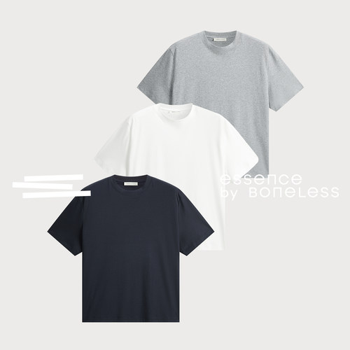 logo刺绣液氨丝滑boxy短袖重磅纯棉T恤支线Essence by BONELESS