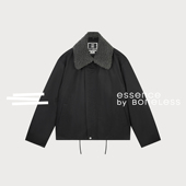 打褶短款 夹克黑色抽绳宽松可拆毛领外套支线Essence BONELESS