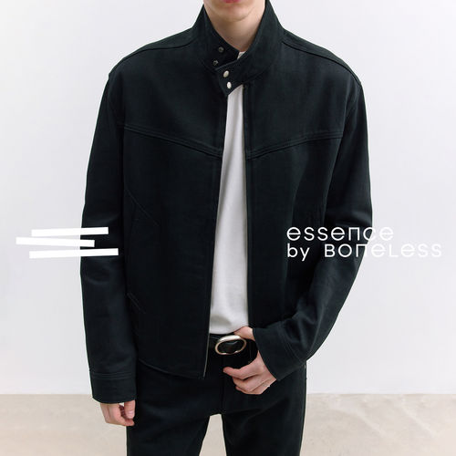 定制开发面料合身结构剪裁黑牛牛仔夹克支线Essence by BONELESS
