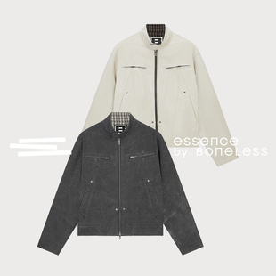 复古做旧洗水帆布重工哈灵顿刺绣夹克支线Essence by BONELESS
