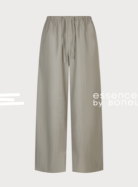 羊毛混纺直筒松紧腰休闲西裤宽松长裤支线Essence by BONELESS