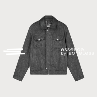 结构拼皮短款外套金属扣宽松复古夹克潮支线Essence by BONELESS