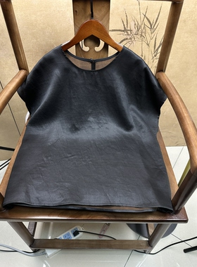 100%桑蚕丝香云纱23姆米薄款老料香云纱国风新中式国风气质圆领