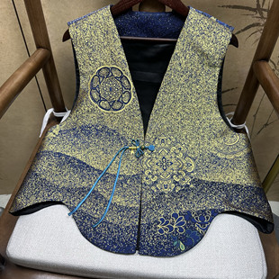 满分桑蚕丝织金敦煌丝路老宋锦马甲新中式国风气质显瘦款百搭马甲
