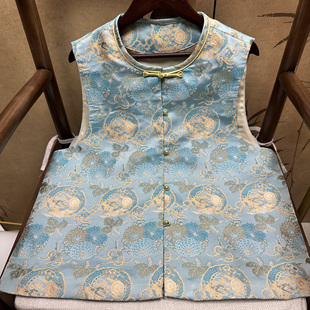 满分桑蚕丝老宋锦团龙杂宝织金马甲新中式国风气质马甲38姆米新款