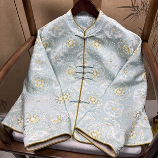 100%桑蚕丝老宋锦外套钱小萍同款对襟国风织金新中式非名家外套