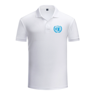 United Nations联合国周边维和纪念款短袖logo印字翻领POLO衫定制