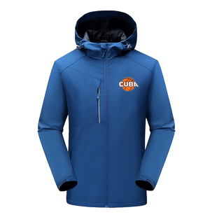 CUBA高校中国大学生篮球上衣裁判教练员服冲锋衣外套冬季加绒男装