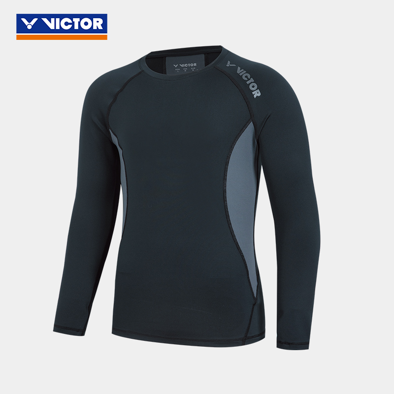 VICTOR/威克多官方舒适透气机能百搭羽毛球针织紧身长袖 T-55105