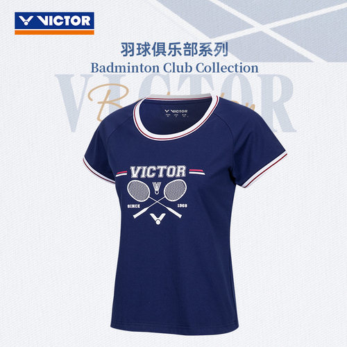 VICTOR/威克多官方复古休闲羽毛球俱乐部系列短袖T恤 T-5502VBC