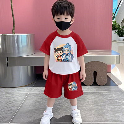 小孩子夏天衣服儿童套装新款洋气男童纯棉短袖短裤宝宝两件套女童