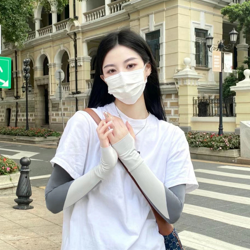 双色防晒手套女夏季潮透气防晒袖套手臂套袖冰袖防紫外线修身显瘦