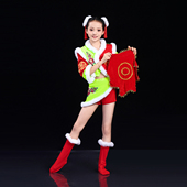 单鼓声声儿童跳舞演出服手绢喜庆舞蹈服岁旦欢新秧歌元 日表演服装