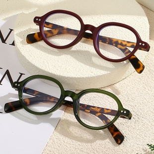 跨境复古小圆框老花镜时尚素颜书呆子装饰防蓝光阅读中老年远视镜