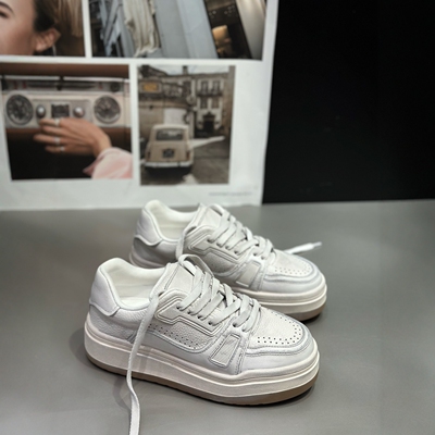 IDO秋冬款厚底做旧百搭小白鞋