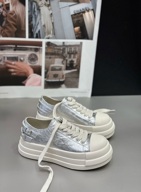 欧洲站IDO鞋女2025春款新款真皮厚底大头板鞋时尚百搭休闲鞋女潮