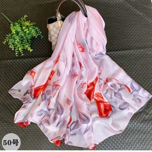 刘涛明显同款丝巾春秋冬季百搭洋气时尚围巾女薄款桑蚕丝百搭时尚