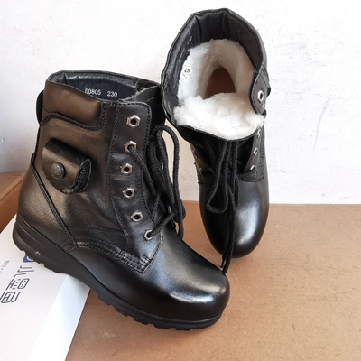 特价清仓5302库存女毛皮鞋真皮高帮马丁靴冬季电加热保暖羊毛皮鞋