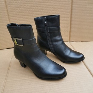 际华3514库存寒区女冬服皮鞋冬季防寒加厚羊毛皮靴真皮高跟小瑕疵