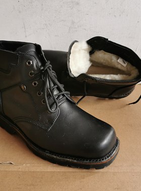 中高帮男式羊毛皮鞋冬季防寒保暖加厚毛皮靴羊毛短靴高帮东北棉鞋