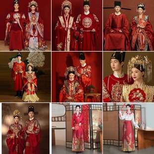 出租汉服婚服中式婚礼宋制明制唐制新郎新娘全套古装刺绣服租赁