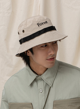 ASHFIRE2021SS可调节织带渔夫帽卡其色黑色男女潮流户外工装帽子