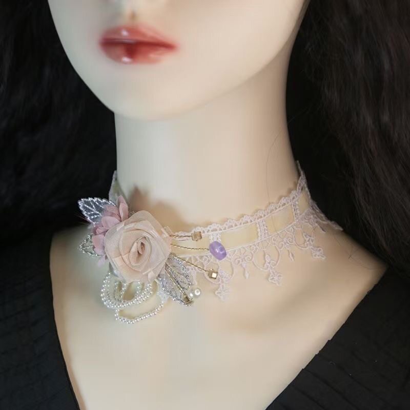 超仙气质蕾丝花朵choker锁骨链女甜美时尚颈链围脖