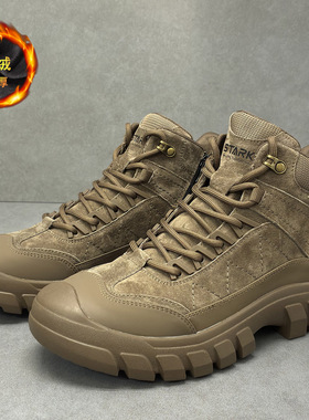 男鞋冬季保暖马丁靴户外工装靴加绒加厚真皮高帮休闲棉靴T6020E